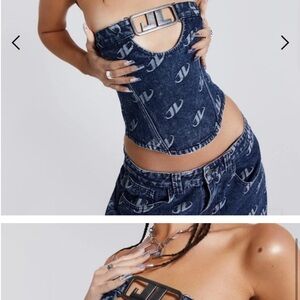 Jaded London Blue Denim Crop Top